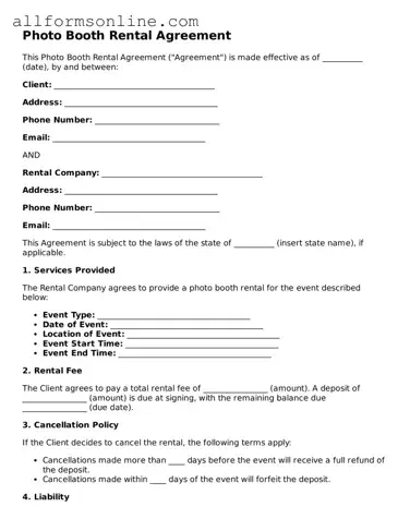 Blank Photo Booth Rental Agreement Form