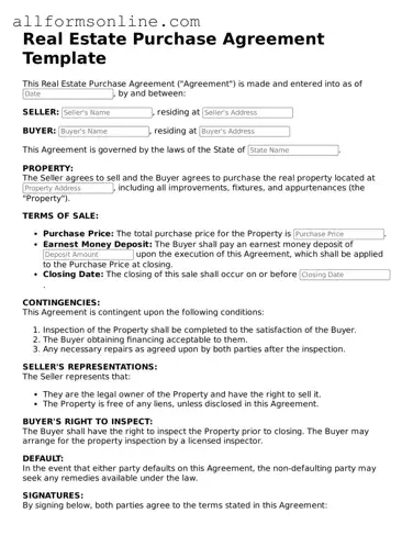 Blank Real Estate Purchase Agreement Form