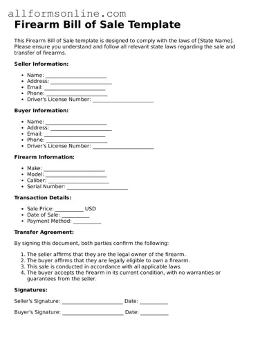 Blank Firearm Bill of Sale Form