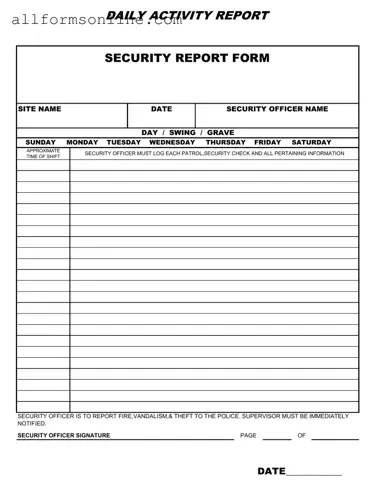 Free Security Guard Daily Report Sample PDF Form