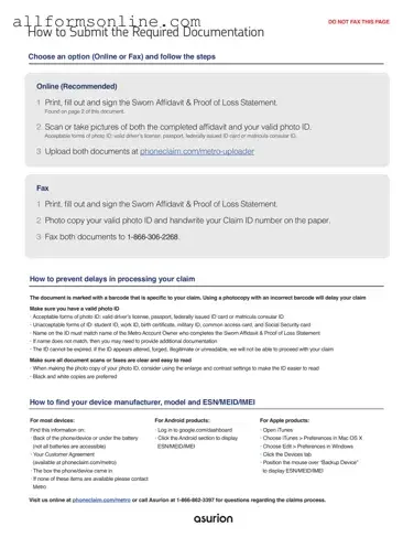 Free Asurion F-017-08 MEN PDF Form