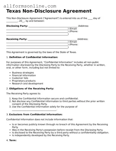 Attorney-Approved  Non-disclosure Agreement Form for Texas