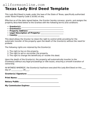 Attorney-Approved  Lady Bird Deed Form for Texas