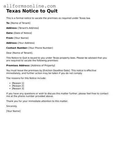 Attorney-Approved  Notice to Quit Form for Texas