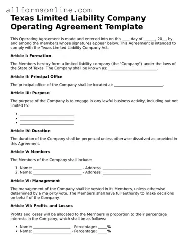 Attorney-Approved  Operating Agreement Form for Texas