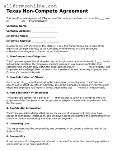 Attorney-Approved  Non-compete Agreement Form for Texas