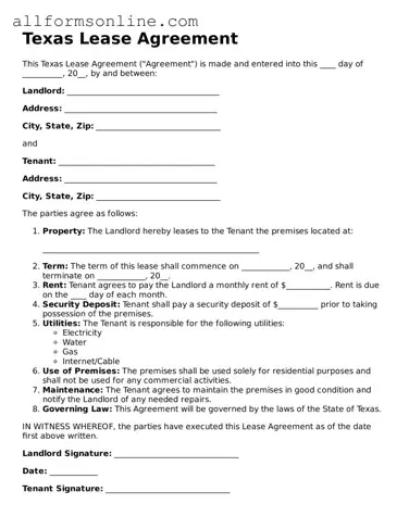 Attorney-Approved  Lease Agreement Form for Texas