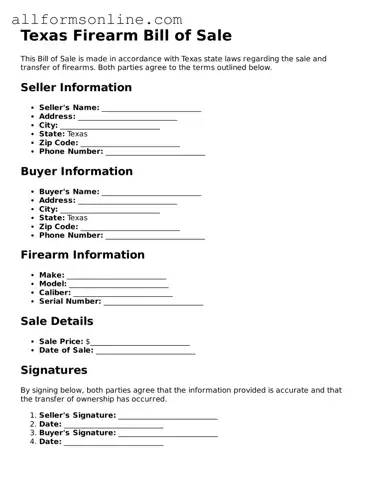 Attorney-Approved  Firearm Bill of Sale Form for Texas
