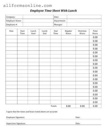 Free Time Card PDF Form