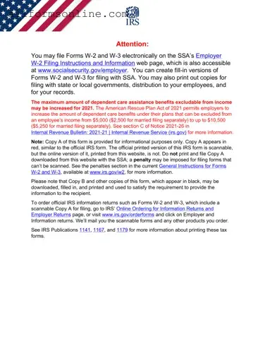 Free IRS W-2 PDF Form