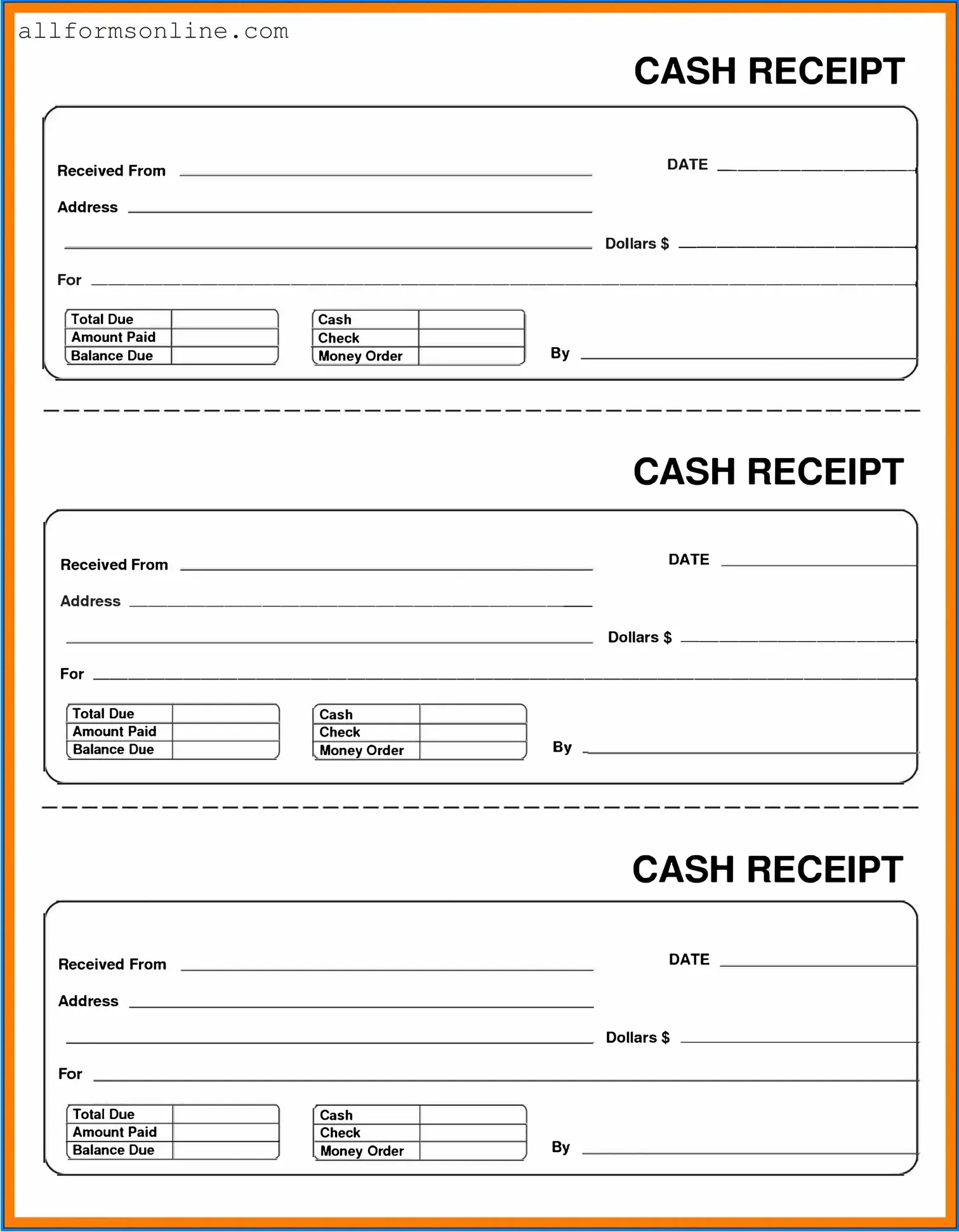 Free Cash Receipt PDF Form