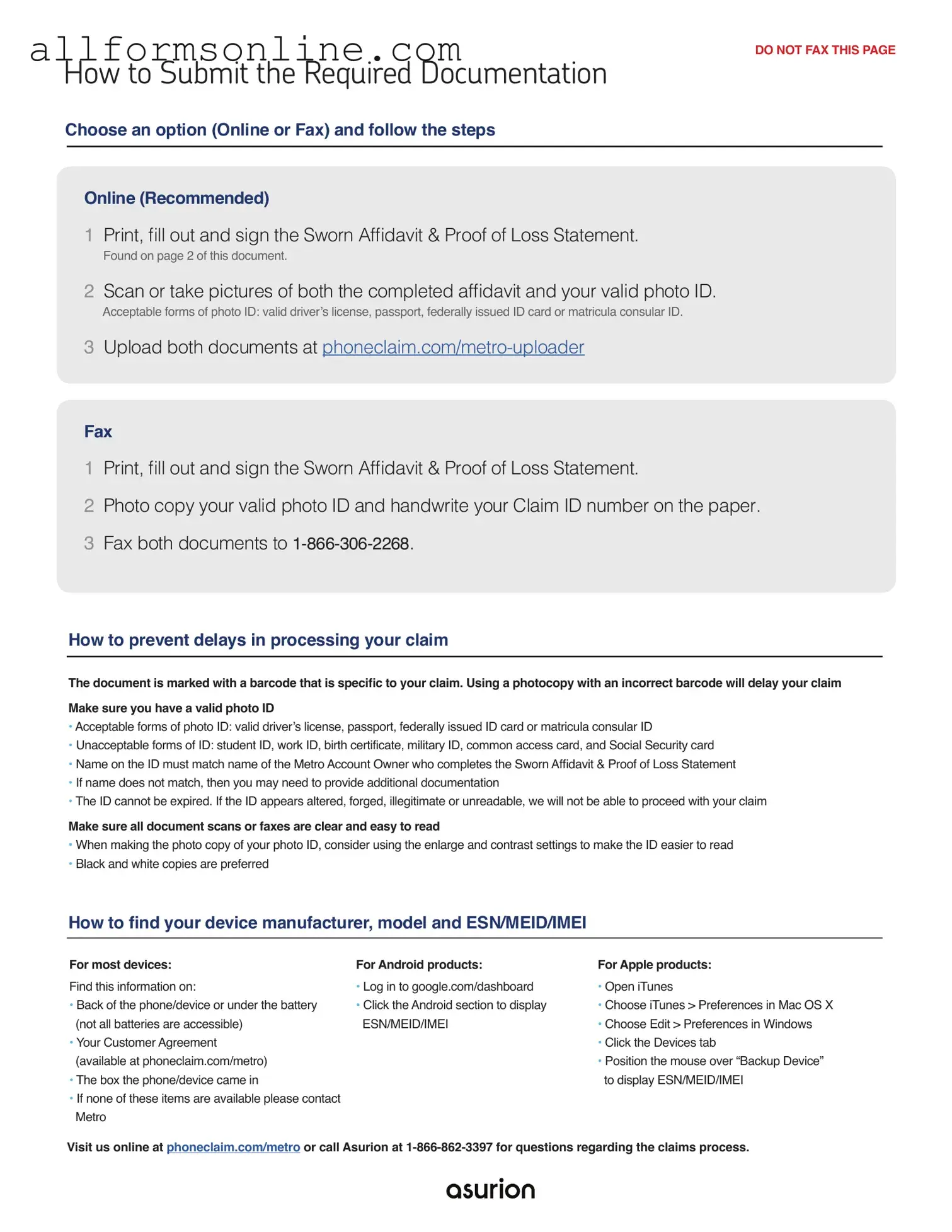 Free Asurion F-017-08 MEN PDF Form