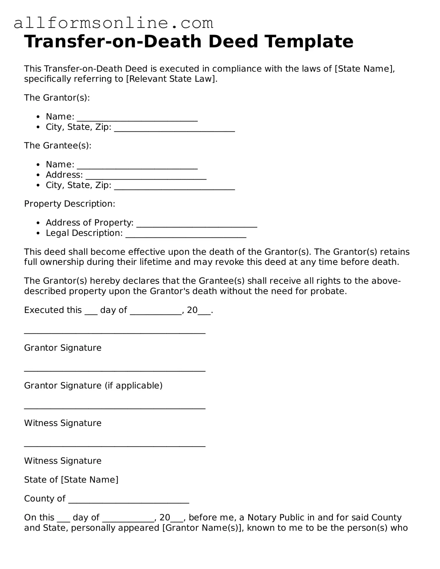 Blank Transfer-on-Death Deed Form